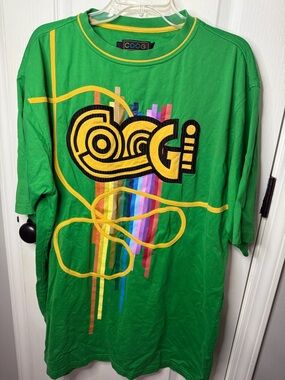 COOGI Green Tee with Yellow Trim and Multicolor Logo